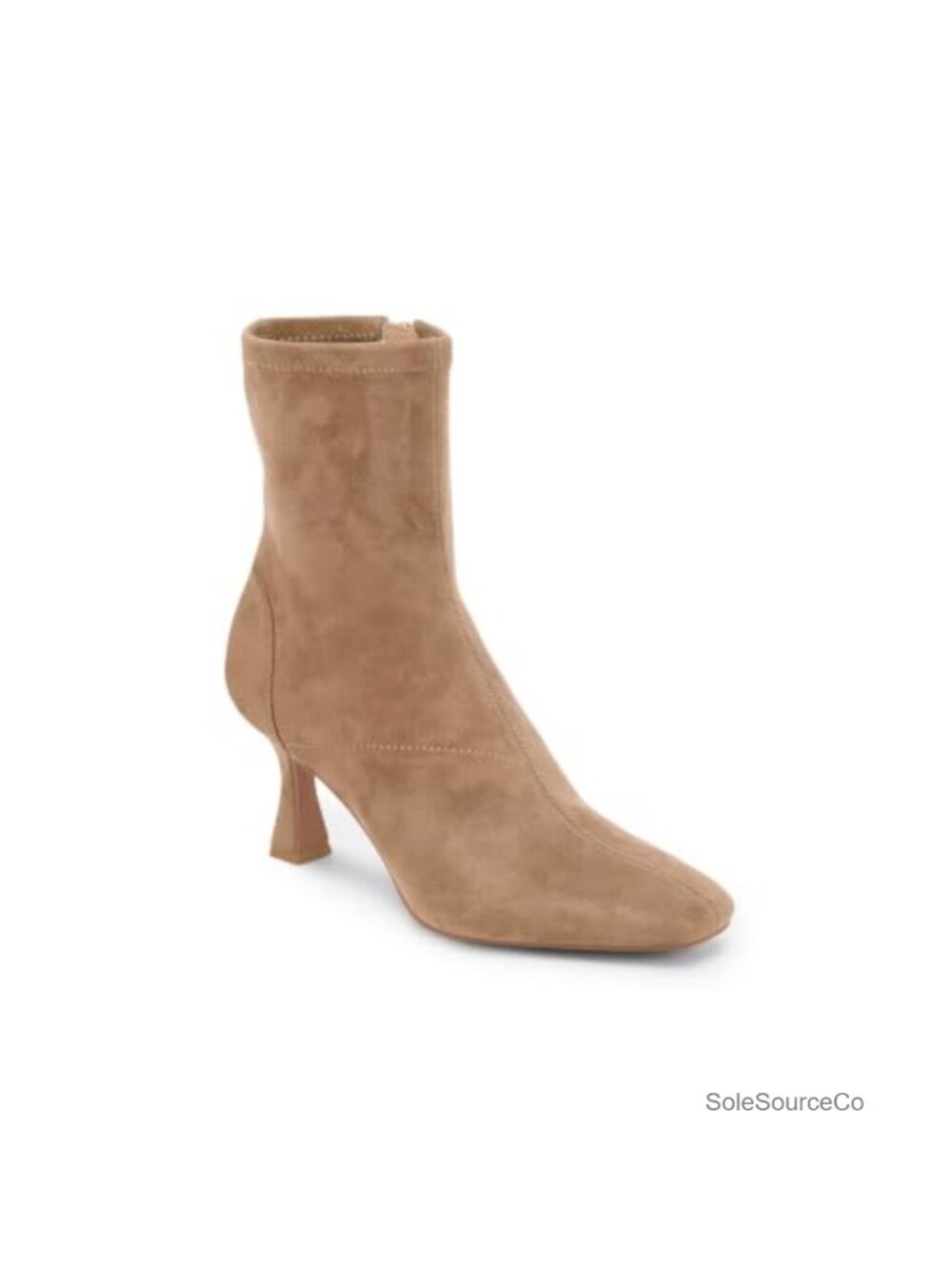 Womens Kitten Heel Ankle Boots Square Toe Zip Faux Suede Booties